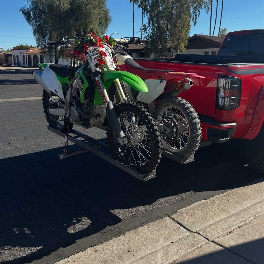 Green Dirt Bike on Custom Carrier